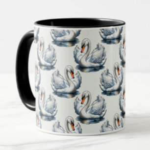 Schwan-Vögel Musterdesign auf Weiß Tasse