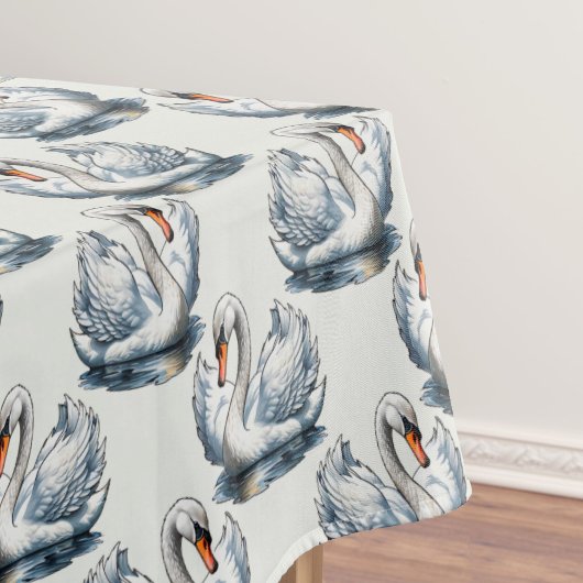 Schwan-Vögel Musterdesign auf Weiß Tischdecke