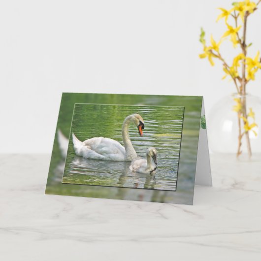 Schwäne am Muttertag Karte (Gelbe Blume)