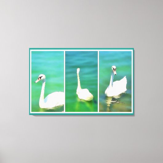 Schwäne am Plattensee - Triptychon Leinwanddruck (Vorderseite)