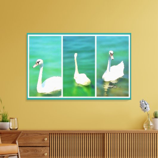 Schwäne am Plattensee - Triptychon Leinwanddruck (Insitu (Wohnzimmer))