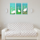 Schwäne am Plattensee - Triptychon Leinwanddruck