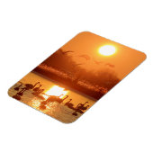 Schwäne am See bei Sonnenuntergang Magnet (Linke Seite)