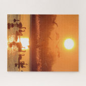 Schwäne am See bei Sonnenuntergang Puzzle (Horizontal)