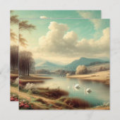 Schwäne am See Einladung zum Geburtstag (Vorne/Hinten)