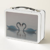 Schwäne am See Metall Brotdose (Rückseite)