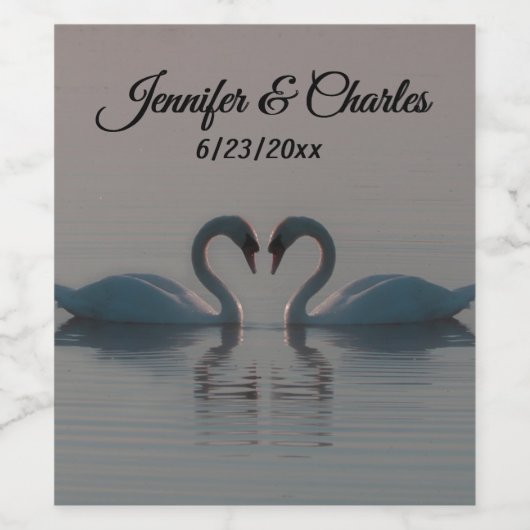 Schwäne am See Weinetikett (Einzelnes Label)