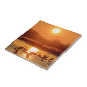 Schwäne am Sonnenaufgang Fliese (Seite)