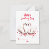 Schwäne am Valentinstag der Liebe Mitteilungskarte (Vorderseite)