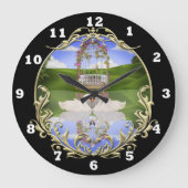 Schwäne an einer Teichwanduhr Große Wanduhr (Vorderseite)