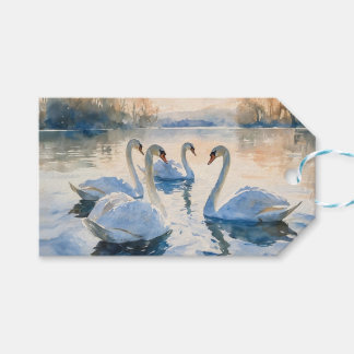 Schwäne auf dem See Aquarellmalerei Geschenkanhänger