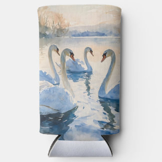 Schwäne auf dem See Aquarellmalerei Selters Dosenkühler