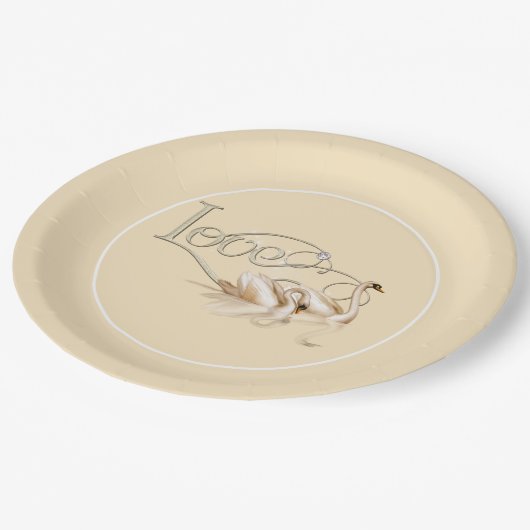 Schwäne aus Papierplatten und Lieben Pappteller (Schrägansicht)