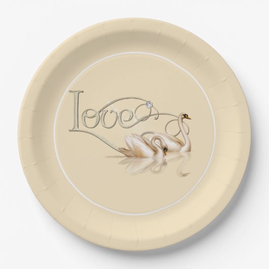 Schwäne aus Papierplatten und Lieben Pappteller (Vorderseite)