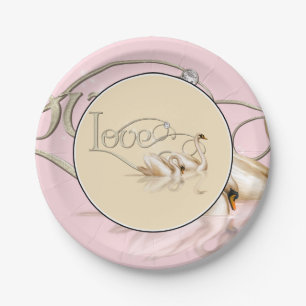 Schwäne aus Papierplatten und Lieben Pappteller