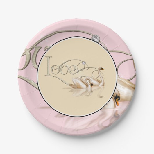 Schwäne aus Papierplatten und Lieben Pappteller (Vorderseite)