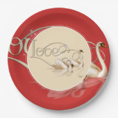 Schwäne aus Papierplatten und Lieben Pappteller (Vorderseite)