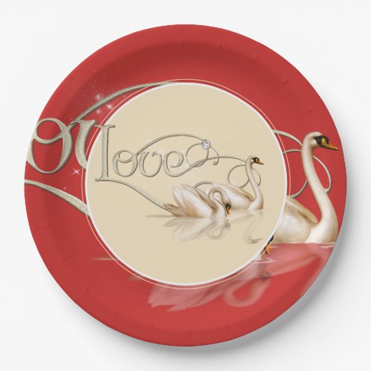 Schwäne aus Papierplatten und Lieben Pappteller (Vorderseite)