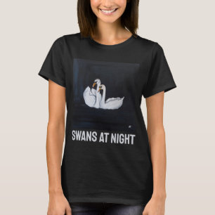 Schwäne bei Nacht Gemälde von Alfred Fox T-Shirt