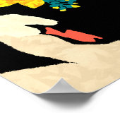 Schwäne, Blume, handgezeichnet schwarzer Hintergru Poster (Ecke)