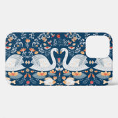 Schwäne, Fische, Blume, Volksmuster. Case-Mate iPhone Hülle (Rückseite (Horizontal))