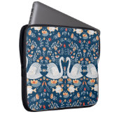Schwäne, Fische, Blume, Volksmuster. Laptopschutzhülle (Vorne Rechts)