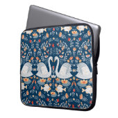 Schwäne, Fische, Blume, Volksmuster. Laptopschutzhülle (Vorderseite Links)