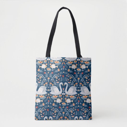 Schwäne, Fische, Blume, Volksmuster. Tasche (Vorderseite)