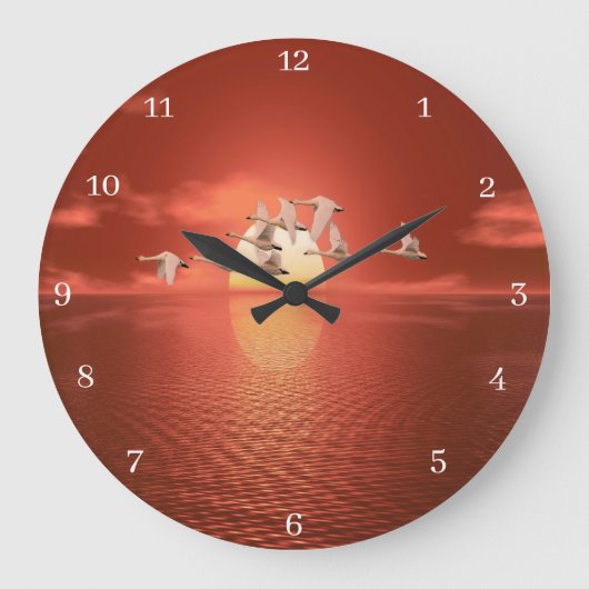 Schwäne Große Wanduhr (Vorderseite)