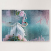 Schwäne im Gartenteich Puzzle (Horizontal)