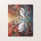 Schwäne im Herbst Puzzle (Vertikal)