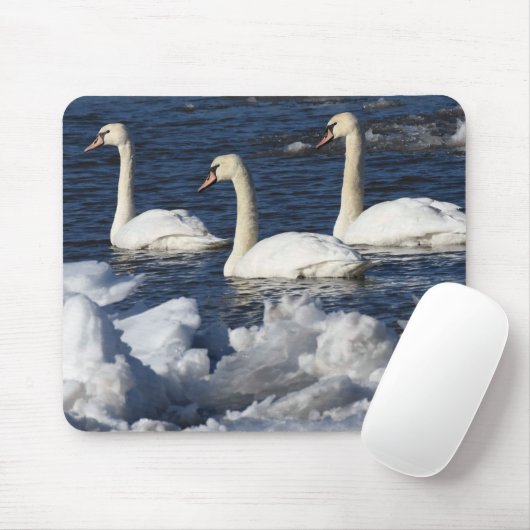 Schwäne im Icey-Fluss Mousepad (Mit Mouse)