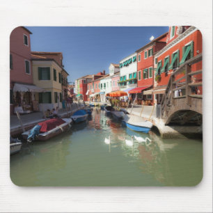 Schwäne im Kanal, Burano-Insel, Venedig, Italien Mousepad