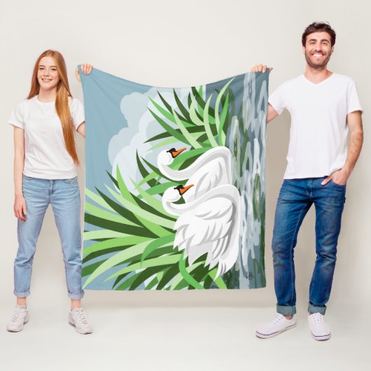 Schwäne im Wasser Fleecedecke (Beispiel)