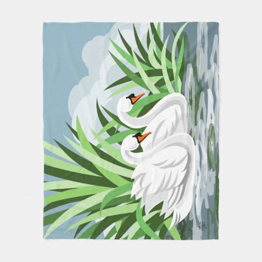 Schwäne im Wasser Fleecedecke (Vorderseite)