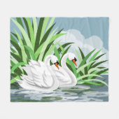 Schwäne im Wasser Fleecedecke (Vorderseite (Horizontal))