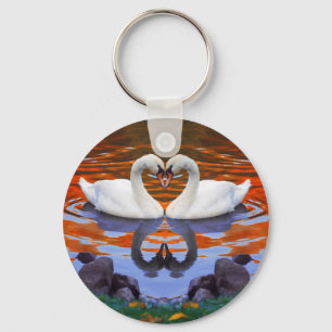 Schwäne in der Liebe küssen, Herzformen Necks Schlüsselanhänger