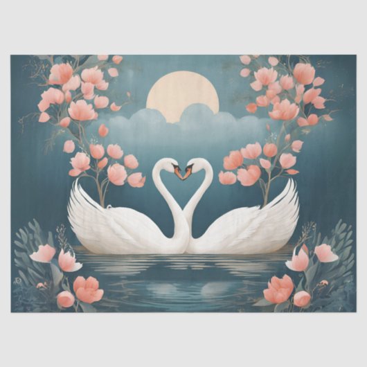 Schwäne in der Liebe Seidenpapier (Vorderseite)