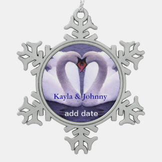 Schwäne in der LIEBE Zinn-Schneeflocke-Verzierung Schneeflocken Zinn-Ornament