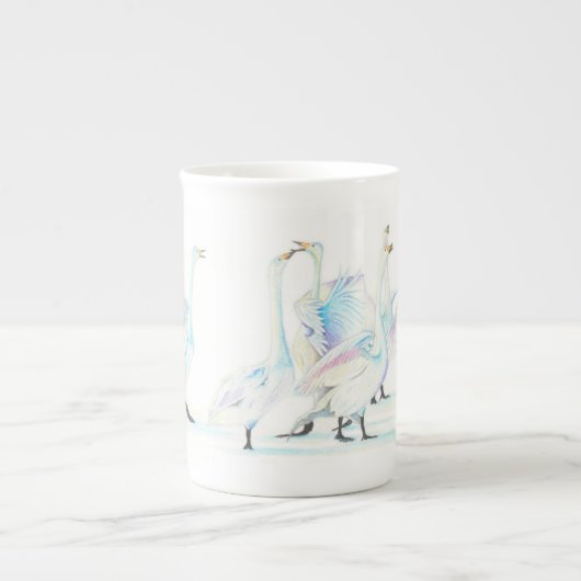 Schwäne in der Tasse der China Snow Bone (Vorderseite)