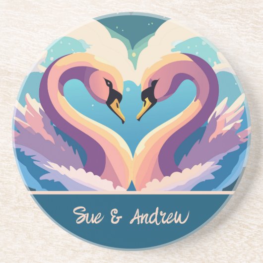 Schwäne in Liebe Getränkeuntersetzer (Vorne)
