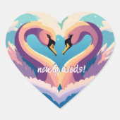 Schwäne in Liebe Herz-Aufkleber (Vorderseite)