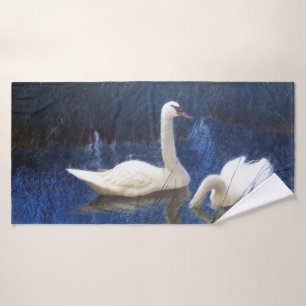 Schwäne in Reeds, Bruno Liljefors Badehandtuch