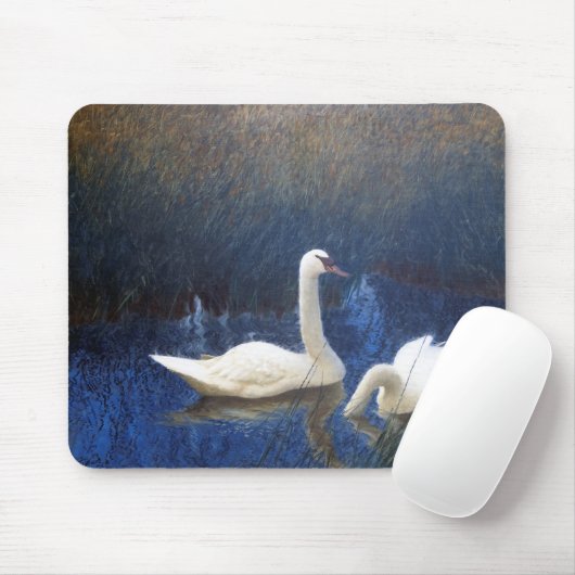 Schwäne in Reeds, Bruno Liljefors Mousepad (Mit Mouse)
