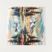 Schwäne inmitten der Berge: Alpenruhe Wandteppich (Vorderseite (Horizontal))