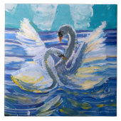 Schwäne "Kunst von Kindern" Fliese (Vorderseite)