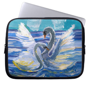 Schwäne "Kunst von Kindern" Laptopschutzhülle