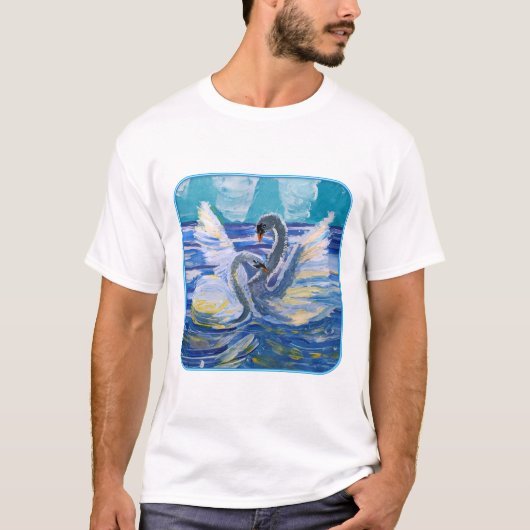 Schwäne "Kunst von Kindern" T-Shirt (Vorderseite)