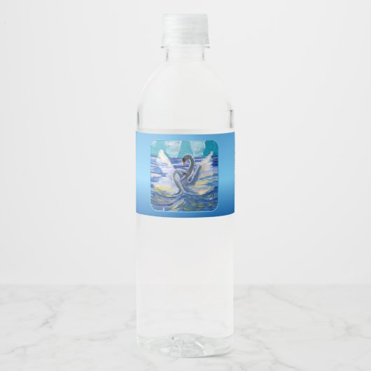 Schwäne "Kunst von Kindern" Wasserflaschenetikett (Vorderseite)