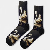Schwäne mit goldenem Herzen Socken (Linkes Detail)